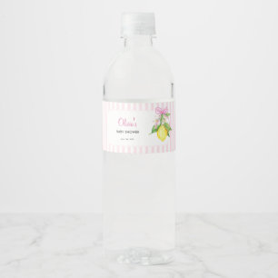 Coquette Lemon Pink Baby Shower Water Bottle Label