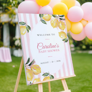 Coquette Lemon Pink Baby Shower WELCOME SIGN