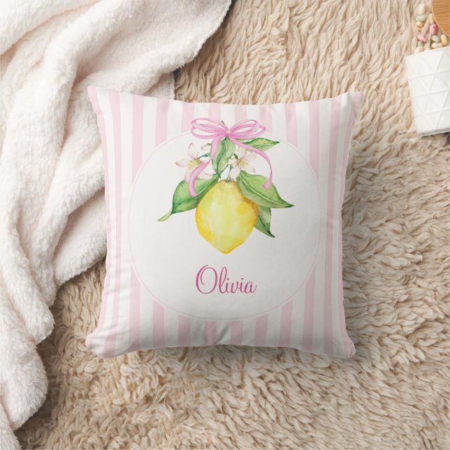 Coquette Lemon Pink Throw Pillow (Blanket)