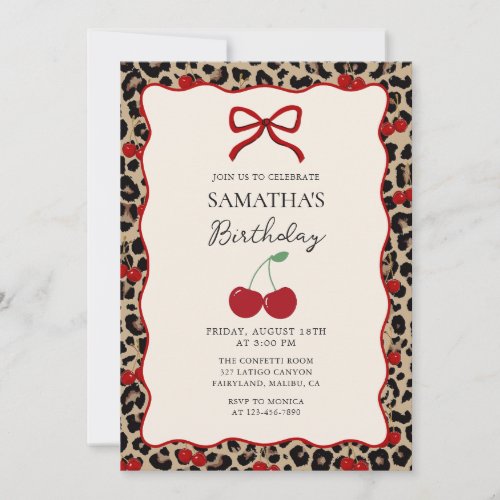 Coquette Leopard Cheetah Girl Birthday Invitation