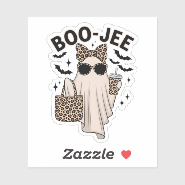 Coquette Leopard Ghost Coffee Boo-JEE Halloween Bo Sticker (Sheet)