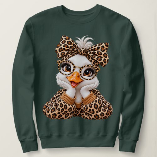 Coquette Leopard Goose Preppy Fall  Sweatshirt