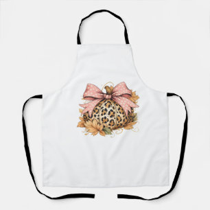 Coquette Leopard Pumpkin with Pink Bow – Glam Fall Apron