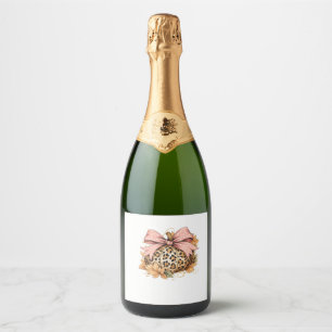 Coquette Leopard Pumpkin with Pink Bow – Glam Fall Sparkling Wine Label