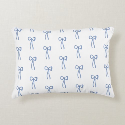 Coquette Little Bow Blue Grandmillenial Accent Pillow