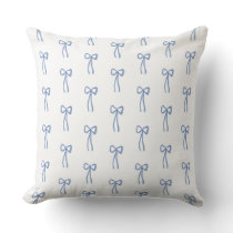 Coquette Little Bow Blue Grandmillenial Throw Pillow