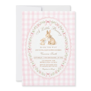Coquette Little Bunny Rabbit Baby Shower Invitation