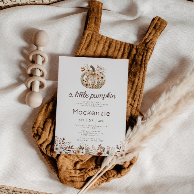 Coquette Little Pumpkin Floral Baby Shower Invitation (Cozy in Bloom A Little Pumpkin Baby Shower invitation )