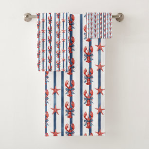 Coquette Lobsters & Starfish Bath Towel Set