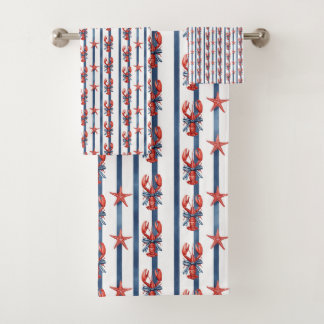 Coquette Lobsters & Starfish Bath Towel Set