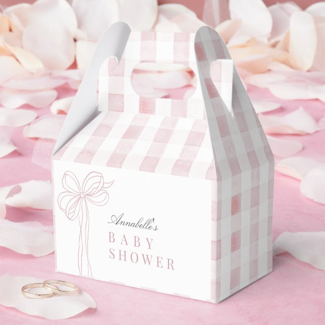 Coquette Long Pink Bow Ribbon Girl Baby Shower Favor Boxes (Wedding)
