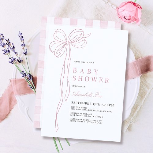 Coquette Long Pink Bow Ribbon Girl Baby Shower