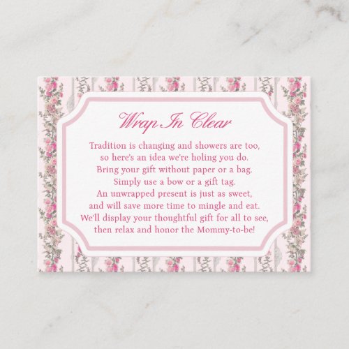 Coquette Love Shack baby Shower Wrap In Clear  Enclosure Card