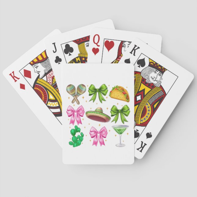 Coquette Mardi Gras Bow Fleur De Lis Mask Fat Tues Poker Cards (Back)