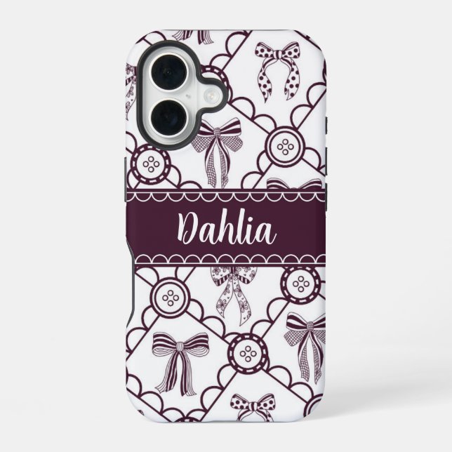 Coquette Maroon Bow Iphone Case (Back)