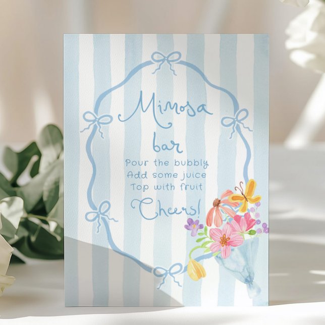 Coquette Mimosa Bar Blue Whimsical bridal shower Poster (Creator Uploaded)