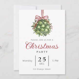 Coquette Mistletoe Watercolor Christmas Invitation