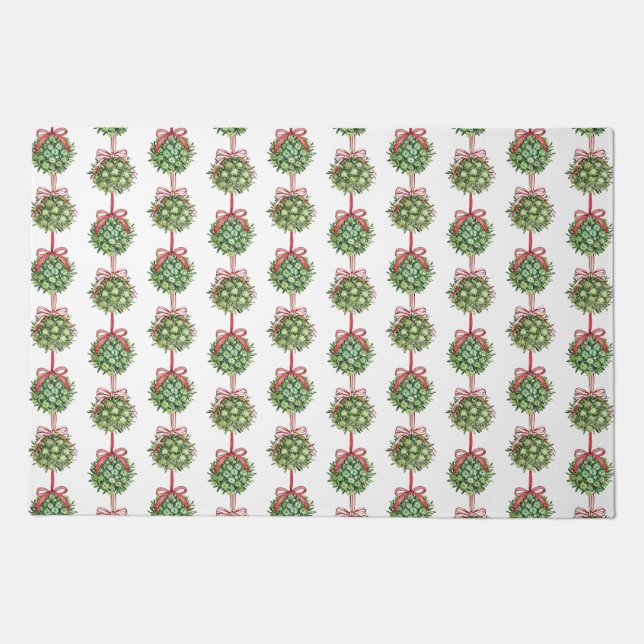Coquette Mistletoe Watercolor Floor Mat (Front)