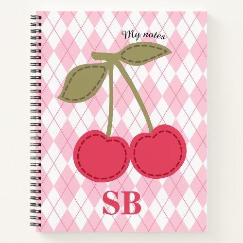 Coquette Monogram Cherry Jacquard Pink  Notebook