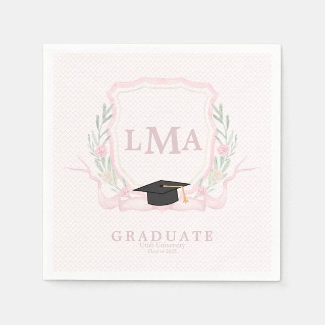 Coquette Monogram Graduation Napkins (Front)