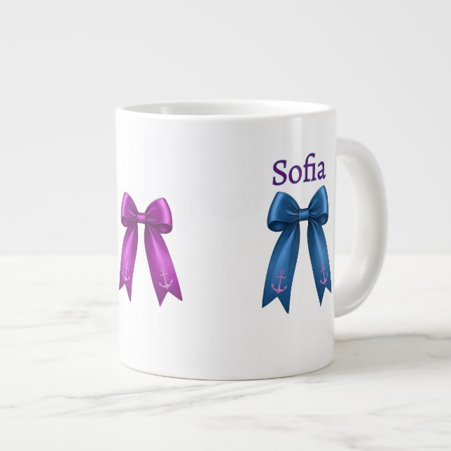 Coquette Nautical Bow! Giant Coffee Mug (Front Right)