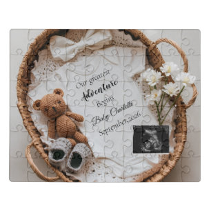 Coquette neutral Pregnancy announcement gift Jigsaw Puzzle