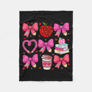 Coquette Nk Bow Teacher Appreciation Valentine Day Fleece Blanket