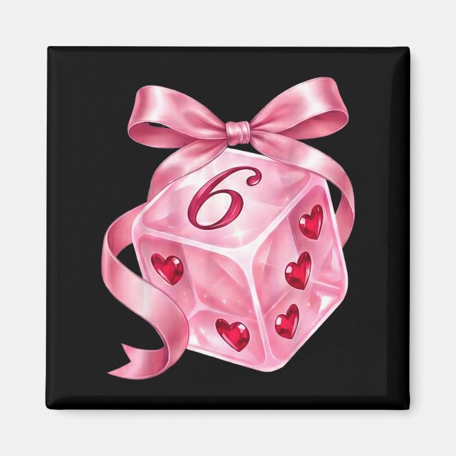 Coquette Nk Dice Bow Hearts 6 7 Preppy Valentine Y Magnet (Front)