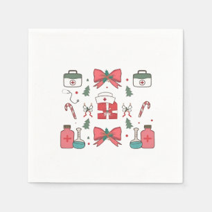Coquette Nurse Bow Custom Nurse Xmas Christmas Napkins