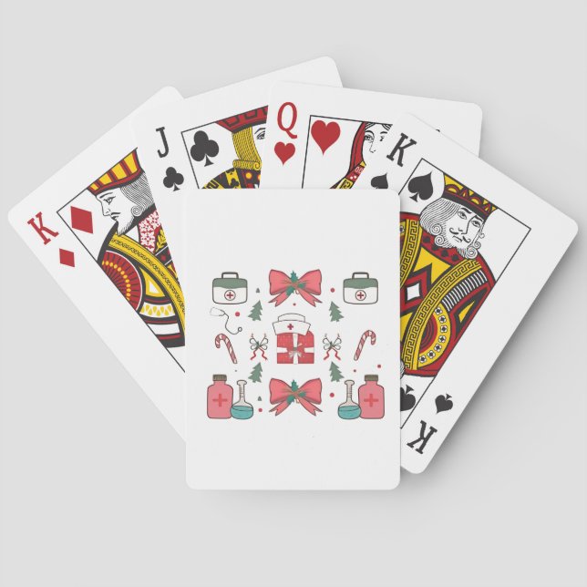 Coquette Nurse Bow Custom Nurse  Xmas Christmas  Poker Cards (Back)