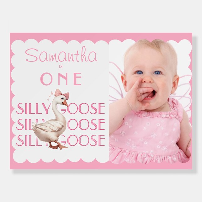 Coquette One Silly Goose Girl 1st Birthday Welcome Foam Board (Front)