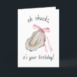 Coquette Oyster Watercolor Birthday Card<br><div class="desc">This birthday card features a watercolor portrait of an oyster decorated with a pink bow.</div>