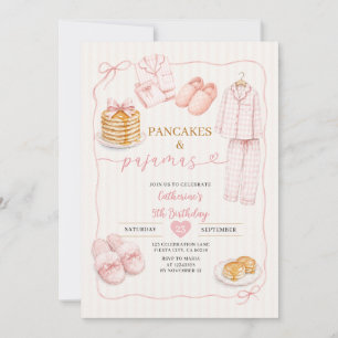 Coquette Pancakes and Pajamas Girls Birthday Invitation
