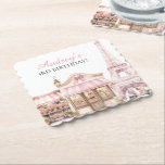 Coquette Paris French Parisian Cafe Birthday Paper Coaster<br><div class="desc">Elevate your celebration with our Coquette Parisian Cafe Birthday Paper Coasters! Featuring elegant French café designs,  these coasters add a chic touch to your party while keeping things stylish and mess-free. Perfect for a glamorous Paris-themed birthday!</div>