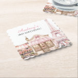 Coquette Paris French Parisian Cafe Birthday Paper Coaster<br><div class="desc">Elevate your celebration with our Coquette Parisian Cafe Birthday Paper Coasters! Featuring elegant French café designs,  these coasters add a chic touch to your party while keeping things stylish and mess-free. Perfect for a glamorous Paris-themed birthday!</div>