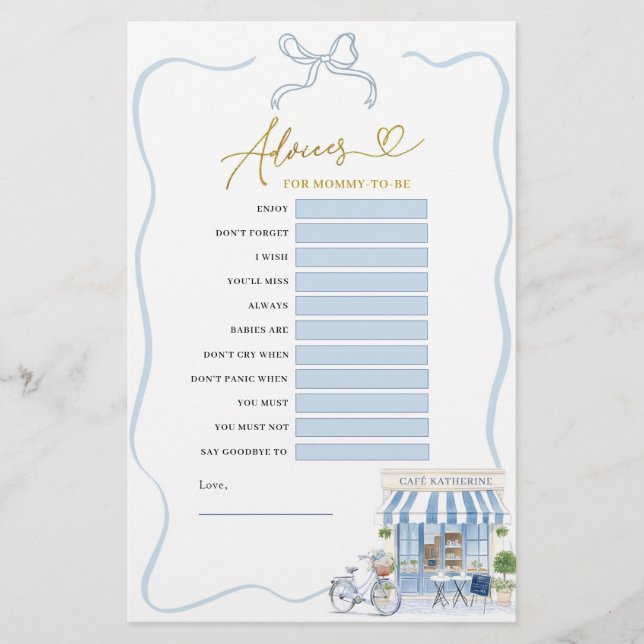 Coquette Parisian Cafe Advices for Mom-to-be Games (Front)