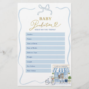 Coquette Parisian Cafe Baby Predictions Games