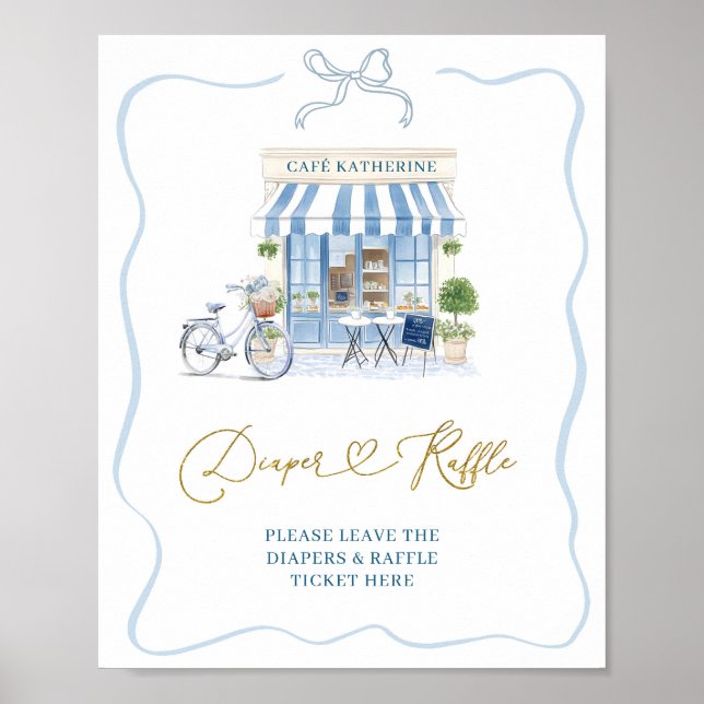 Coquette Parisian cafe French Diaper Raffle Poster (Front)