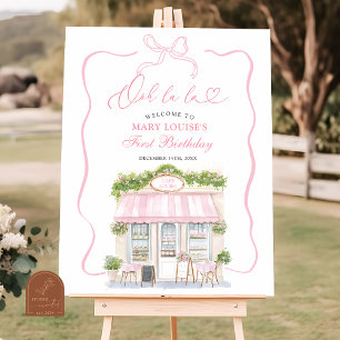 Coquette Parisian cafe French Pink Welcome Sign