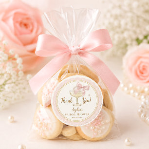 Coquette Pearls & Prosecco Bridal Shower Favor Classic Round Sticker