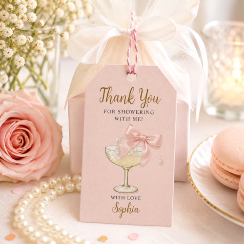 Coquette Pearls & Prosecco Bridal Shower Gift Tags