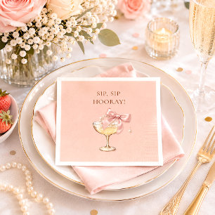 Coquette Pearls & Prosecco Bridal Shower Napkins