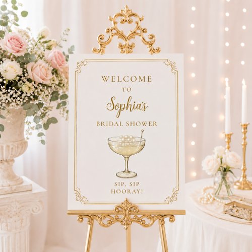 Coquette Pearls & Prosecco Bridal Shower Sign