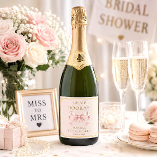 Coquette Pearls & Prosecco Bridal Shower Sparkling Wine Label