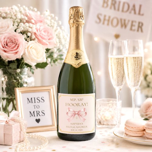 Coquette Pearls & Prosecco Bridal Shower Sparkling Wine Label
