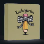 Coquette Pencil Bow Kindergarten Teacher School 3 Ring Binder<br><div class="desc">Coquette Pencil Bow Kindergarten Teacher Back To School</div>