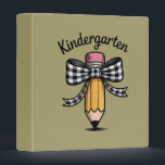 Coquette Pencil Bow Kindergarten Teacher School 3 Ring Binder<br><div class="desc">Coquette Pencil Bow Kindergarten Teacher Back To School</div>