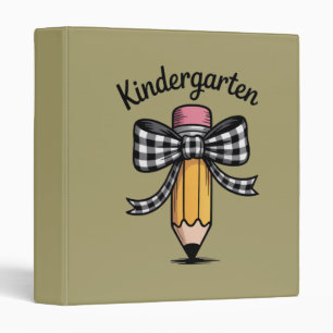 Coquette Pencil Bow Kindergarten Teacher School 3 Ring Binder