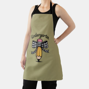 Coquette Pencil Bow Kindergarten Teacher School Apron