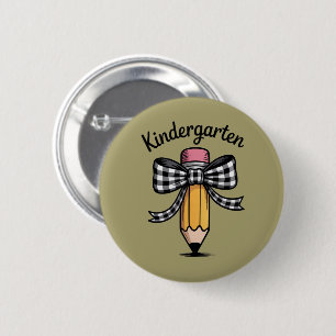 Coquette Pencil Bow Kindergarten Teacher School Button